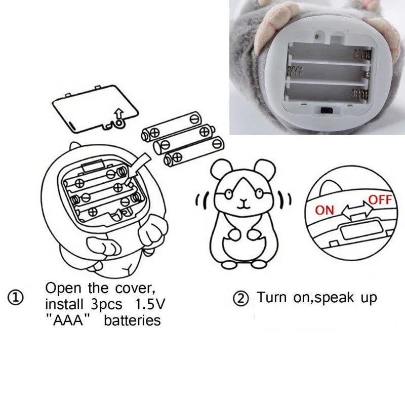 15cm light brown plush hamster toy with interactive talking function