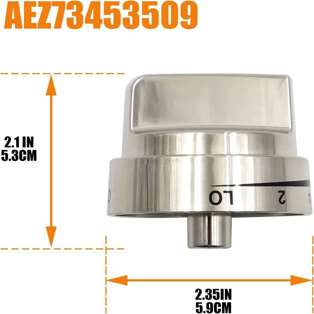 Silver metal oven stove control knob replacement part, 5.3 cm diameter