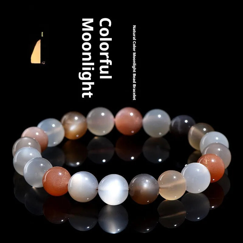 Natural colourful moonlight bracelet with 8mm moonstone beads in single circle design