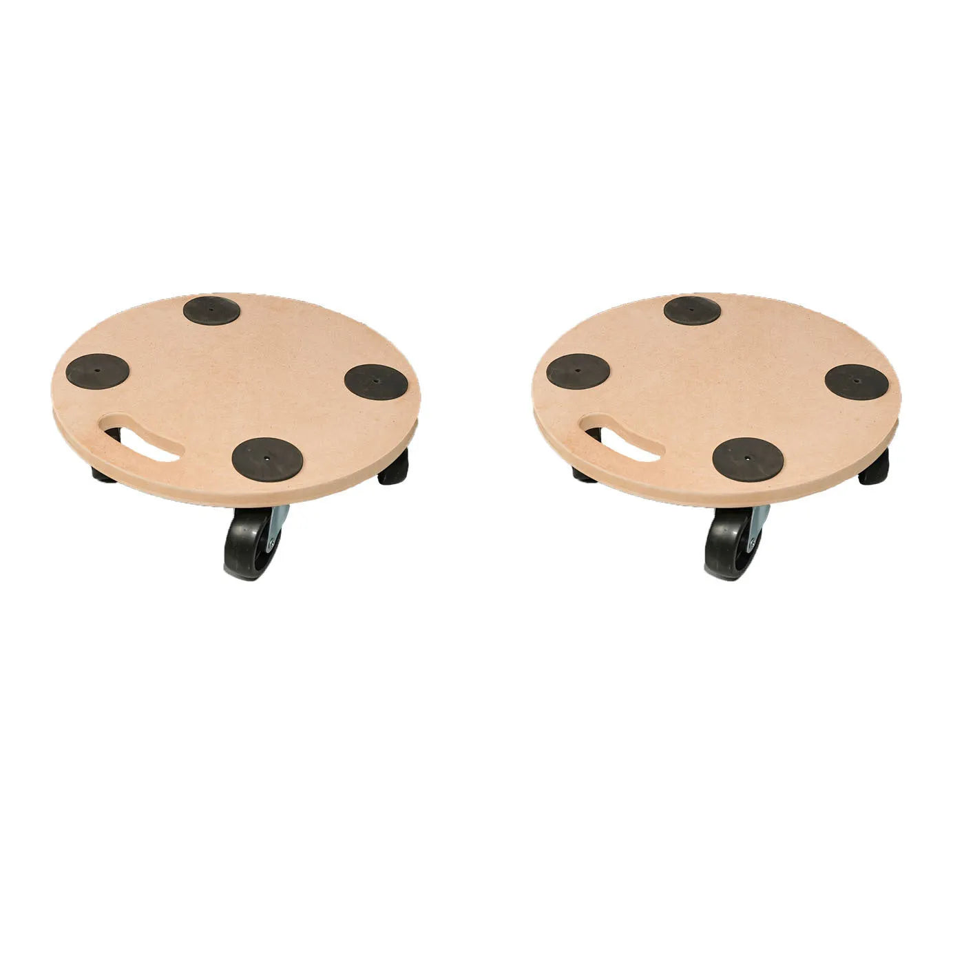 Two wooden platform trolleys with natural wood finish and non-slip surfaces for tool transportation
