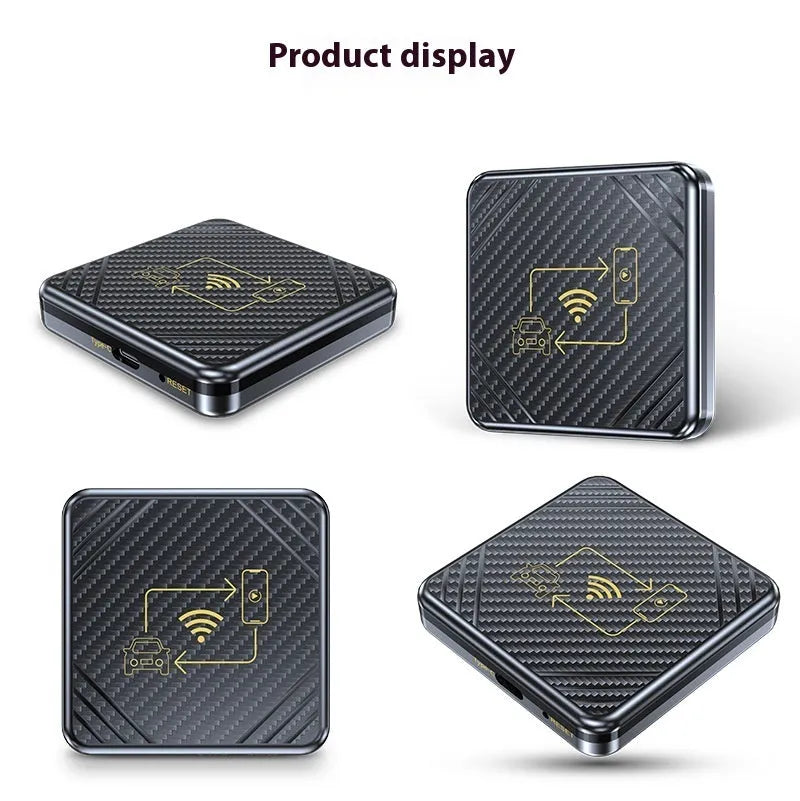 Wireless CarPlay and Android Auto USB adaptor box in gold and white colour options