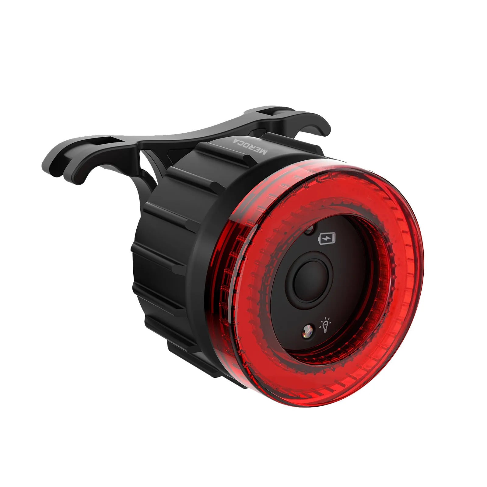 Black aluminium alloy intelligent induction brake taillight for bicycles with seat tube mounting bracket