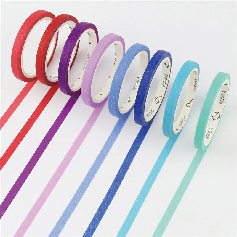 Solid colour paper tape in crimson and deep purple for account labelling, measuring 5mm by 7mm