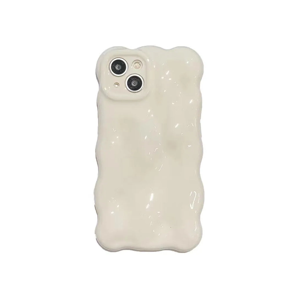 White pearlescent meteorite pattern TPU phone case for iPhone on solid background