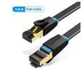 CAT8 10G Ethernet cable flat and round versions with RJ45 connectors in various lengths