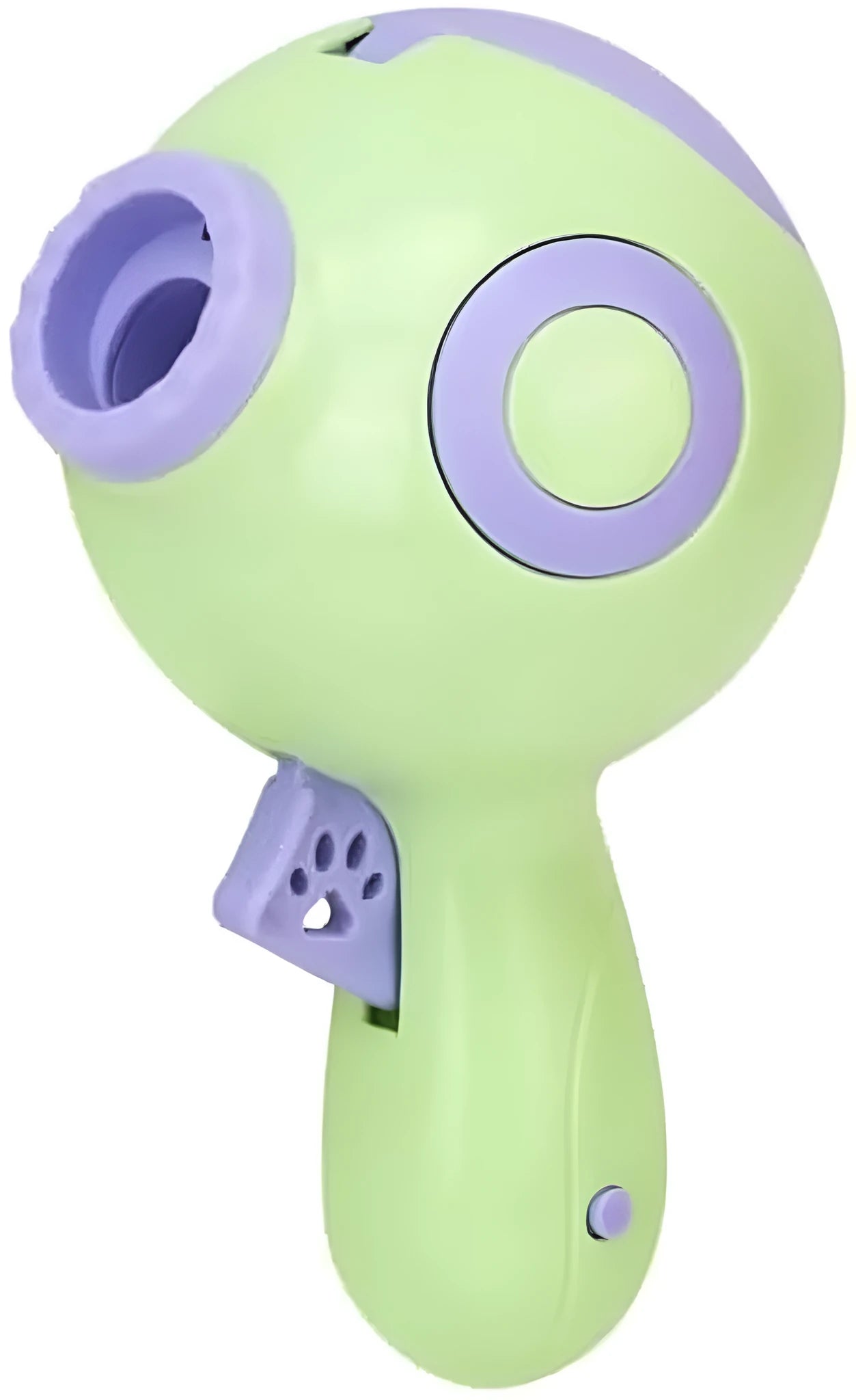 Green dog treat launcher toy with automatic food dispenser for pet training