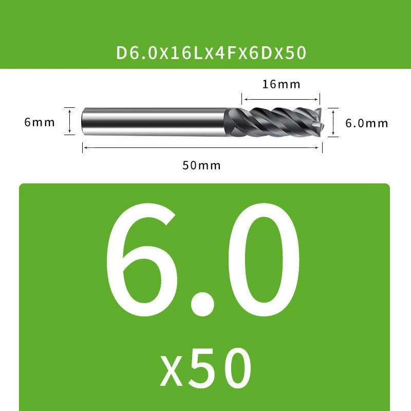 Tungsten steel 4-blade end mill with ball nose for contour milling