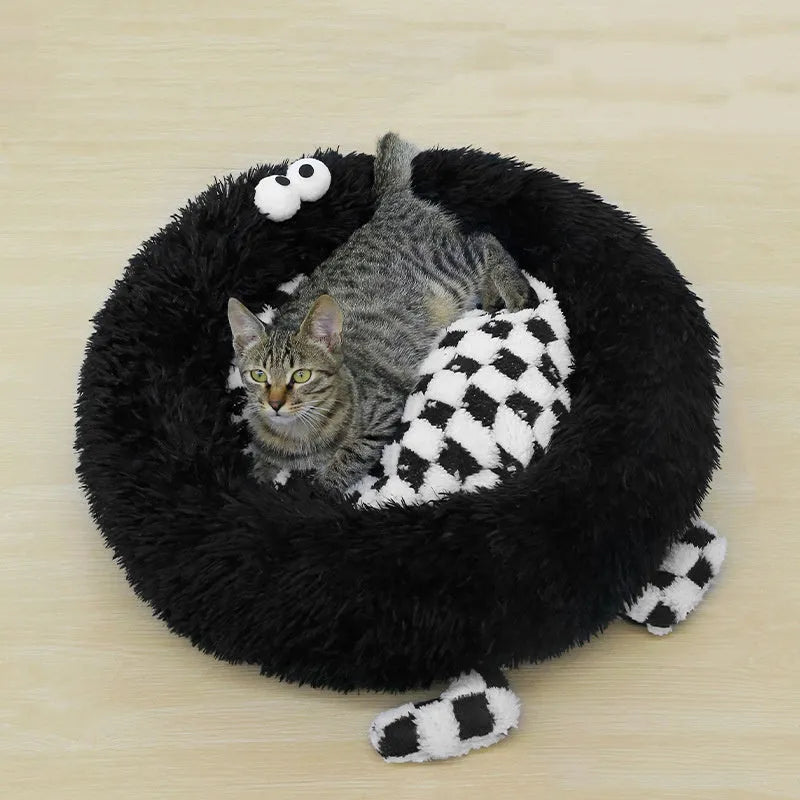 Plush pet bed nest in black, pink or yellow for small dogs up to 10kg