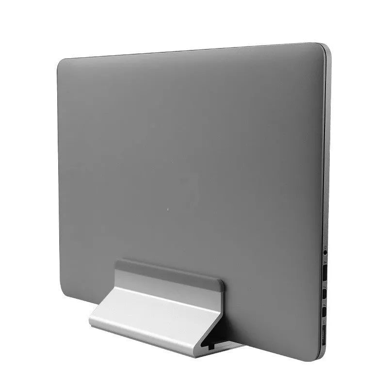 Aviation aluminium alloy computer stand holding a notebook on a desk with three colour options black, space grey, white