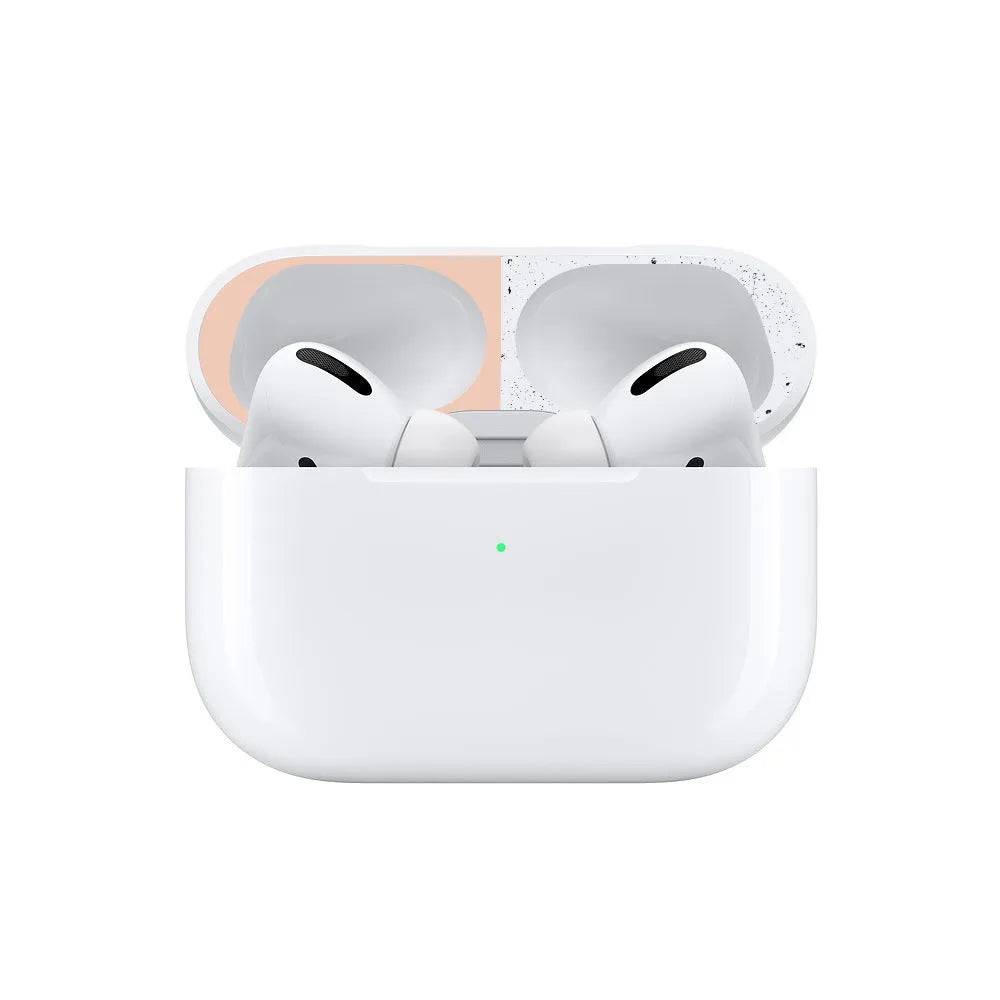 Electroplated metal sticker headphone film for Apple AirPods Pro 2 in gold, dustproof and fingerprint-proof.