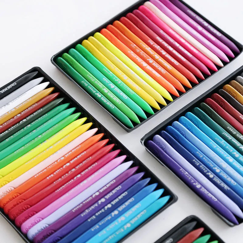 Carton pack of 24 plastic crayons in various colours, each 12.8cm long