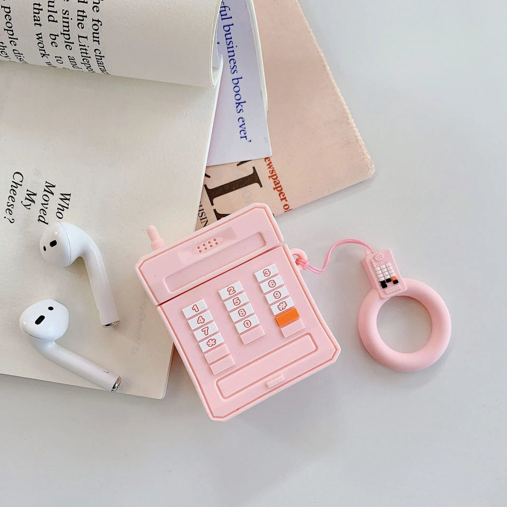 Pink and black cartoon silicone protective cover for AirPods 1st and 2nd generation charging case