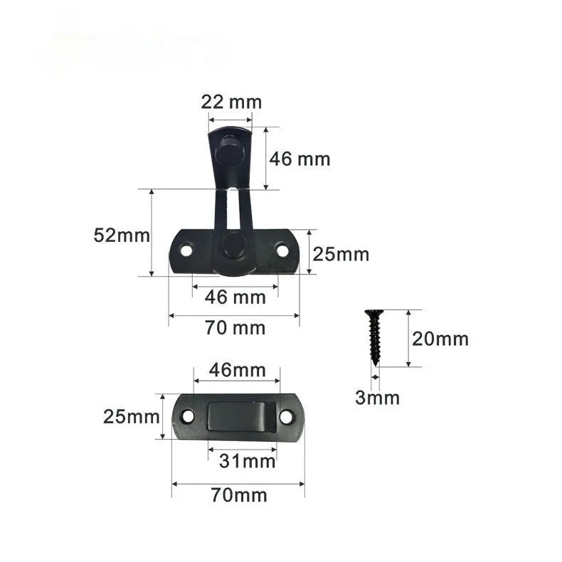 Warehouse hook barn door lock with 90 degree hasp in carbon steel or stainless steel options