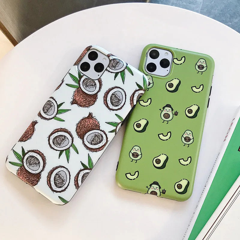 Green avocado cartoon TPU phone case for Apple iPhone back cover