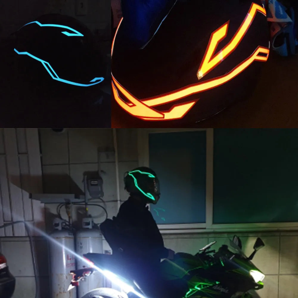High brightness waterproof helmet light bar with LED strips in red and white colours mounted on a bike helmet