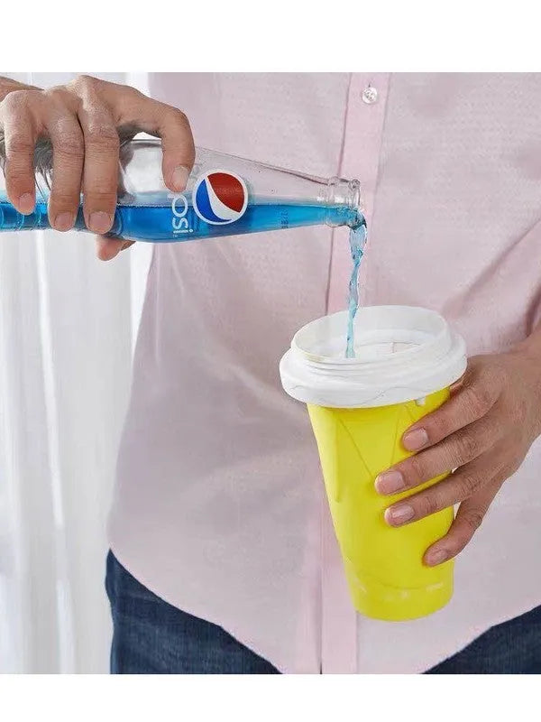 Blue quick refrigeration pinch cup showing cylindrical shape with double-layer food-grade silicone construction