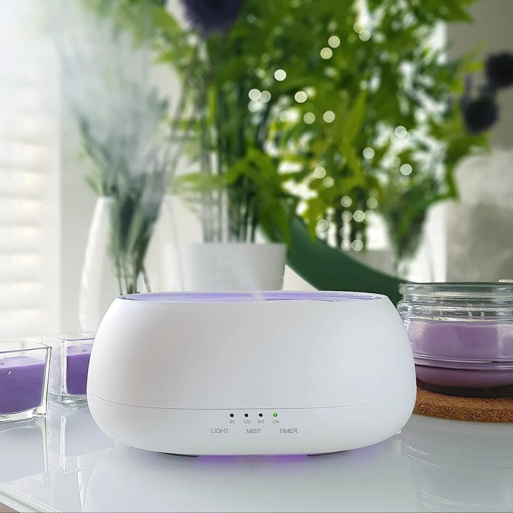 HOMEFISH white 500ml ultrasonic aroma diffuser with colourful LED light and IR remote control