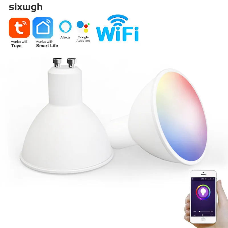 Smart GU10 RGBCCT LED spotlight with wifi control and compact 50mm diameter design