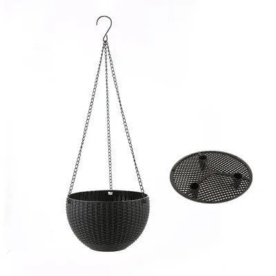 Plastic hanging plant basket with inner tank on 450mm chain