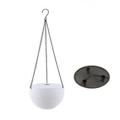 Plastic hanging plant basket with inner tank on 450mm chain