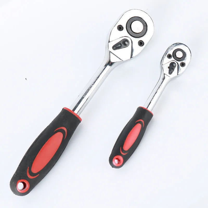 61-piece chrome vanadium steel auto repair socket and wrench set with metric tools laid out.