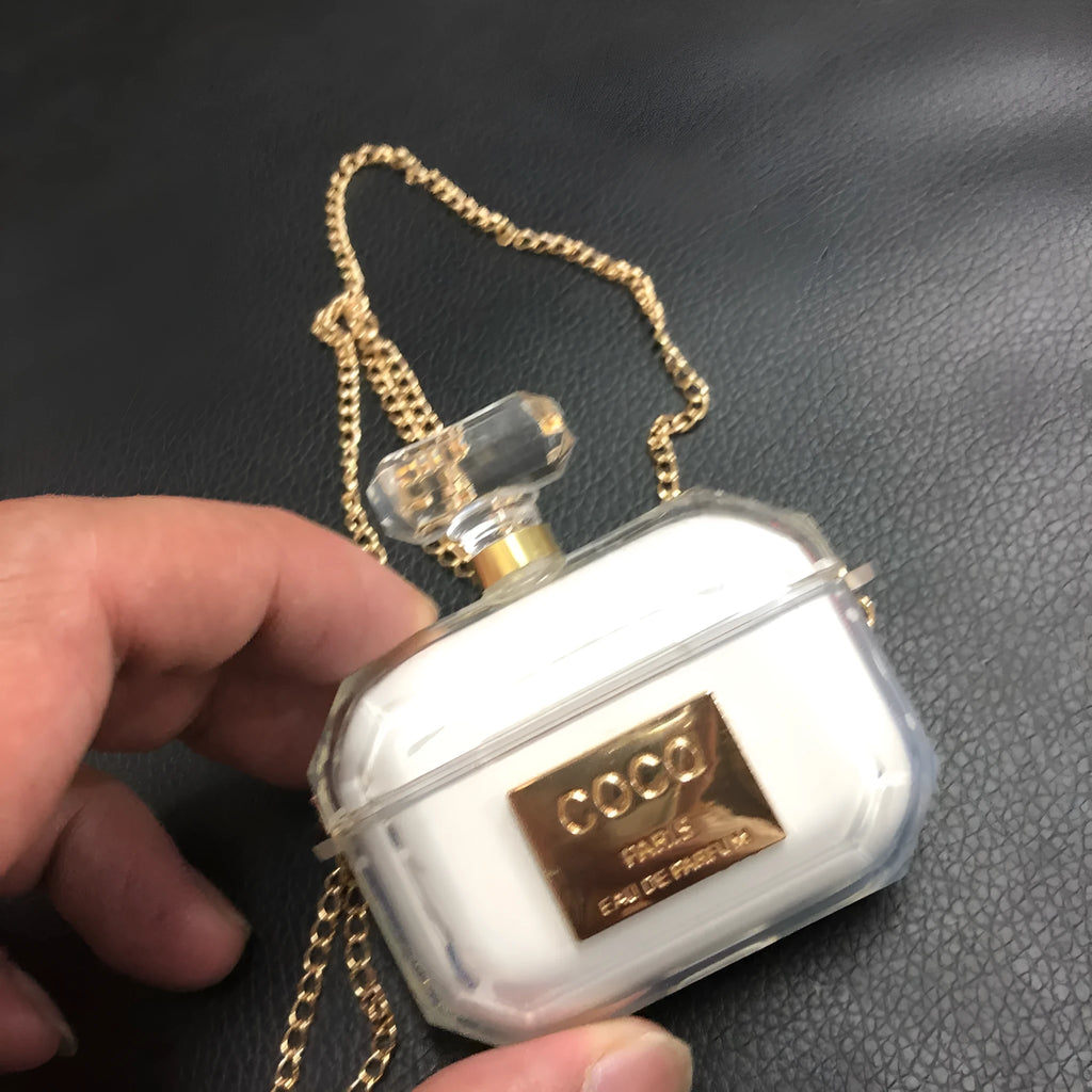 White perfume bottle shaped silicone case for AirPods Pro wireless earphones