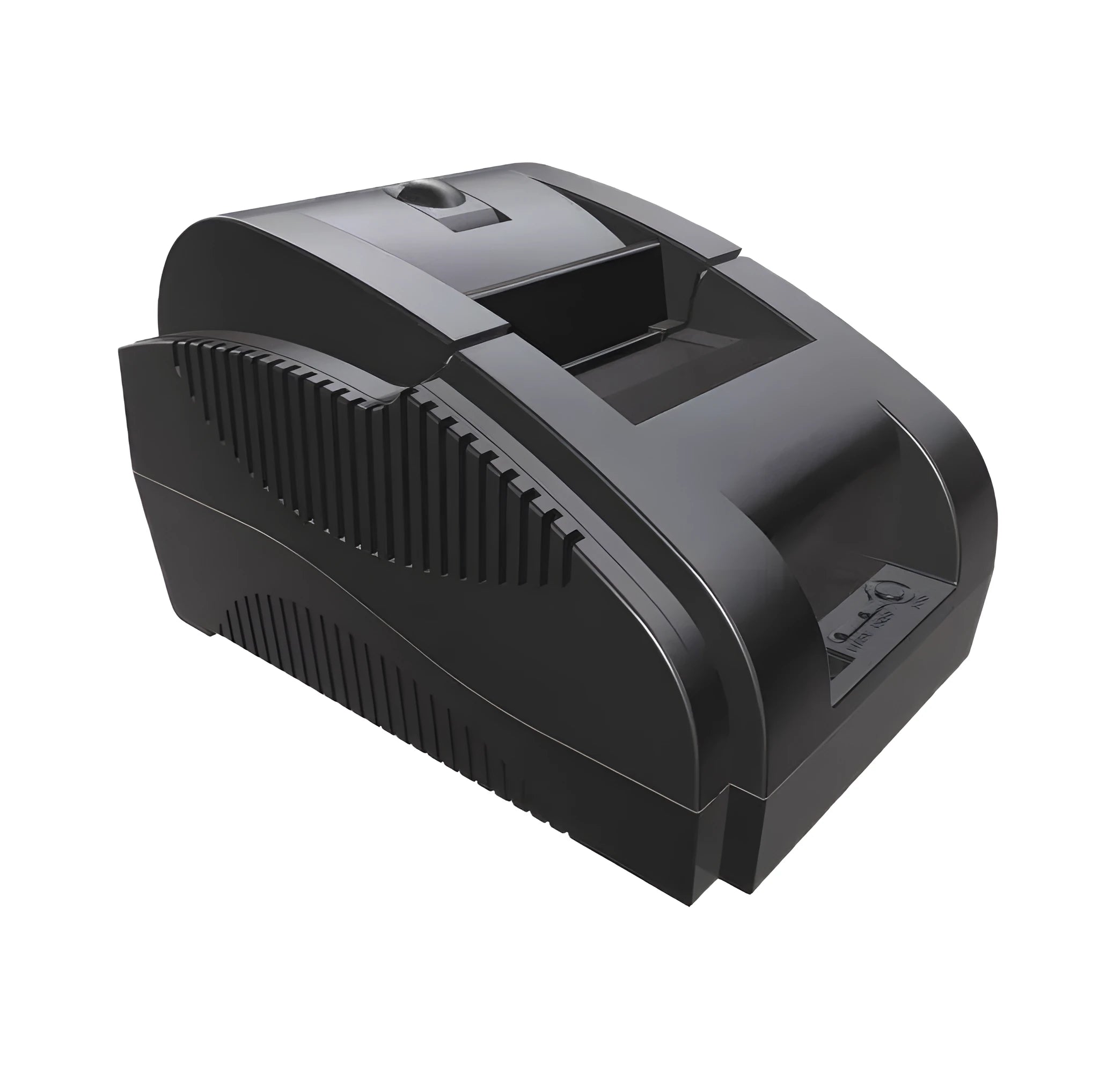 Bluetooth thermal receipt printer for takeaway orders, 58mm paper roll loaded, USB cable attached