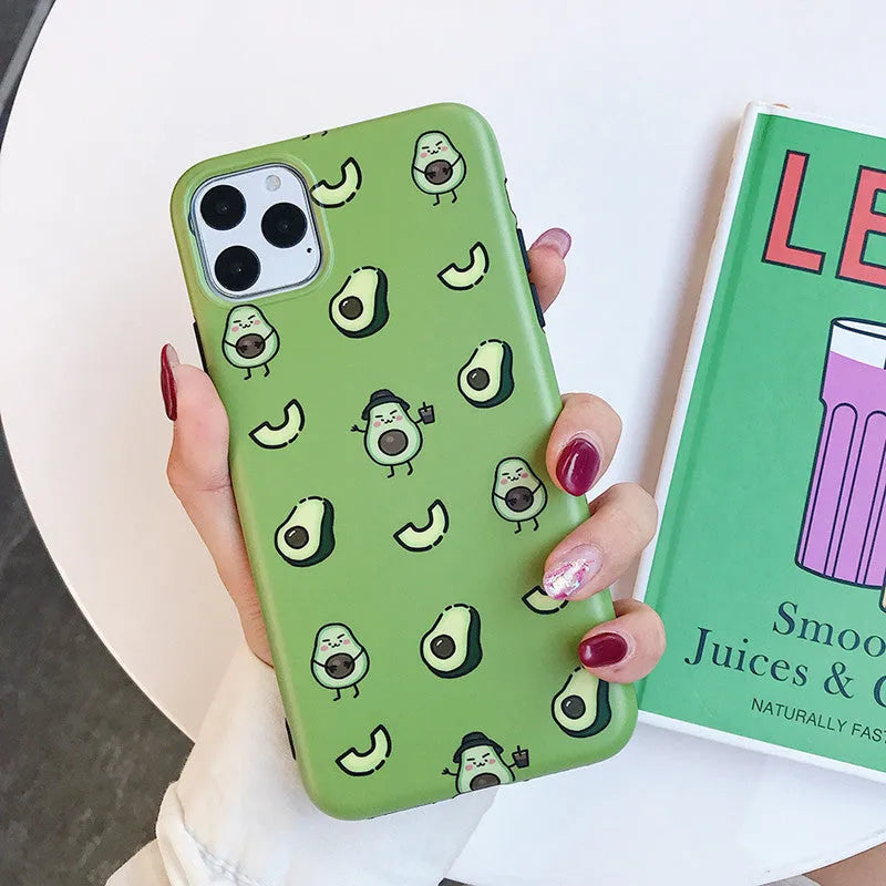 Green avocado cartoon TPU phone case for Apple iPhone back cover