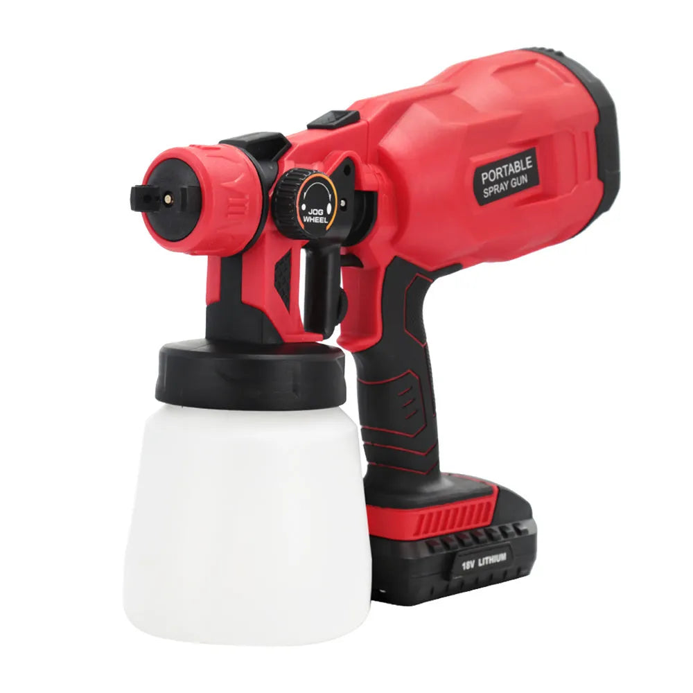 Blue cordless automatic paint spray gun with watering can and 1.8mm nozzle