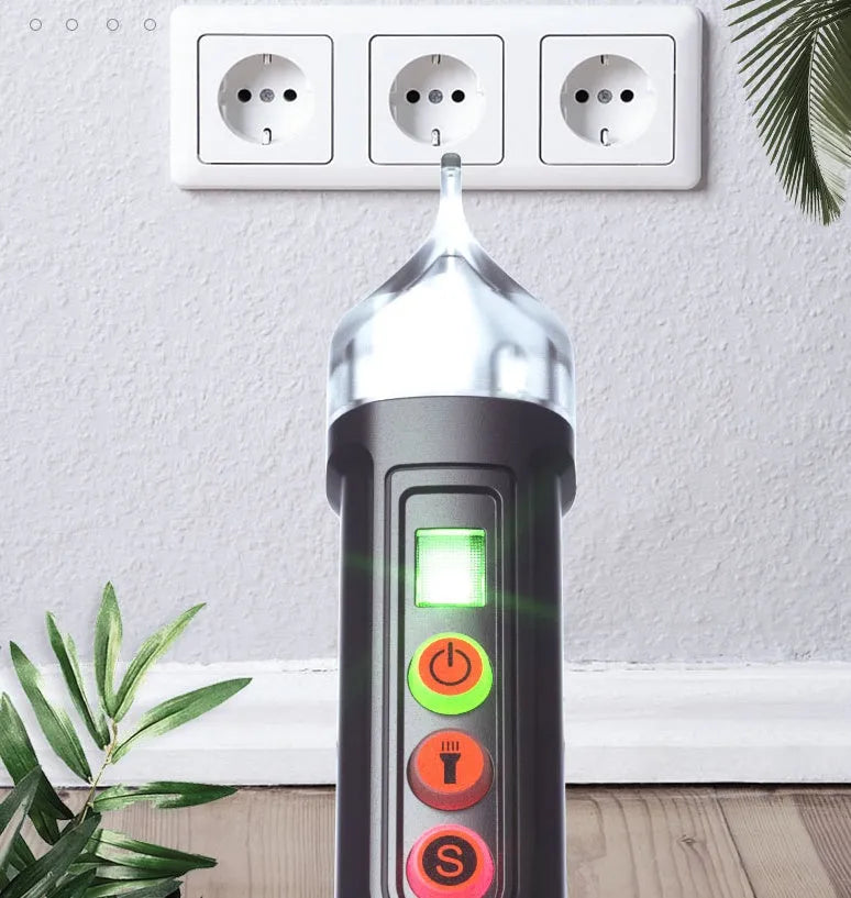 Black intelligent electrical test pen with automatic shut-off feature for voltage and line detection