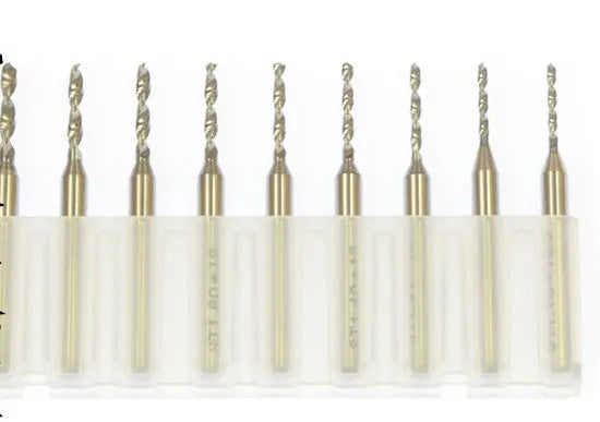 Set of tungsten steel micro engraving drill bits for precision electronics and hardware work.