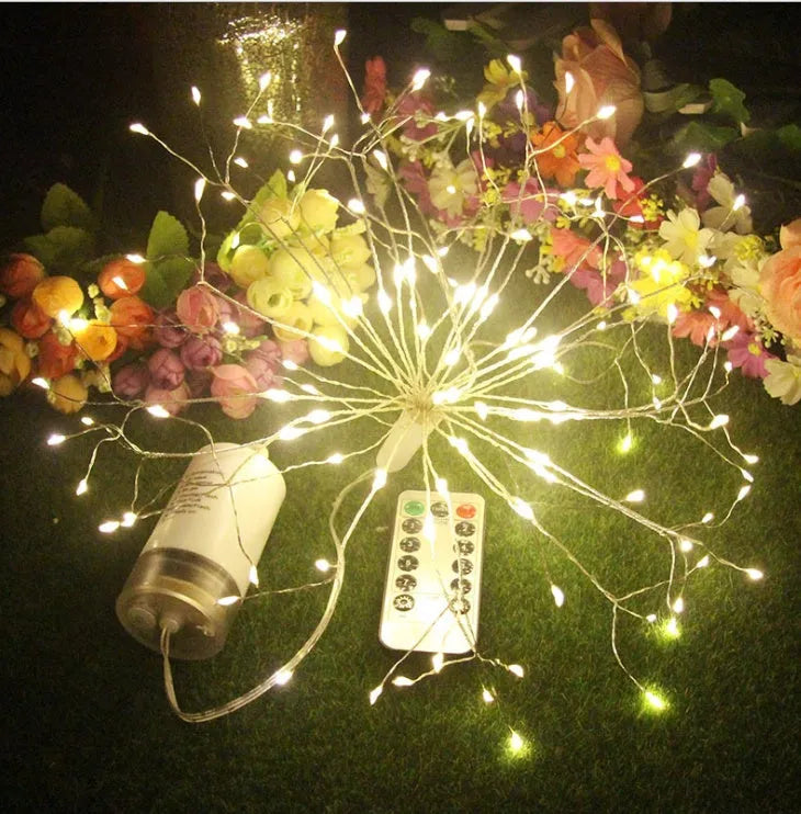 LED firework string light with copper wire, 20 cm size, multicolour and warm white options