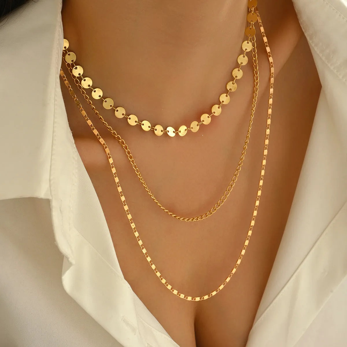 Ferrero Double Hole Wafer Necklace Set electroplated iron U-shaped chic style 0512 colour