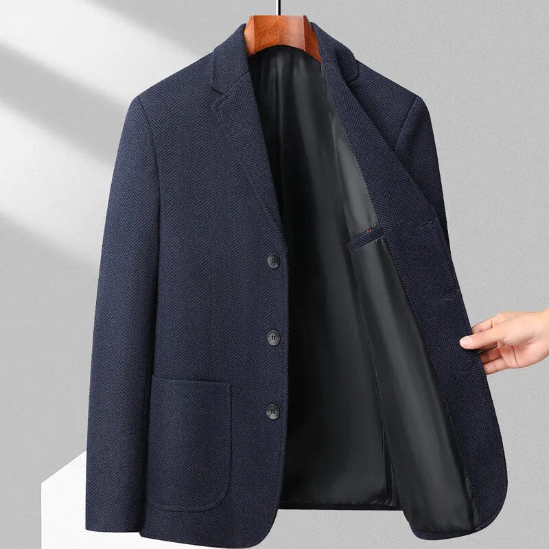 Men's loose fit polyester coat for spring and autumn in solid colours