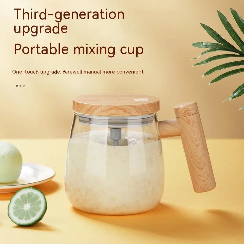 400ml electric self-stirring borosilicate glass coffee mug in champagne gold colour