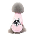 Cotton cartoon fashion dog sweater in pink or red, sizes S to XXL, back length 20-40cm