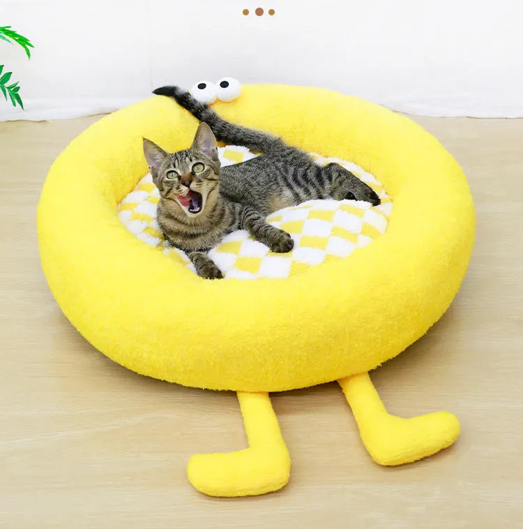 Plush pet bed nest in black, pink or yellow for small dogs up to 10kg