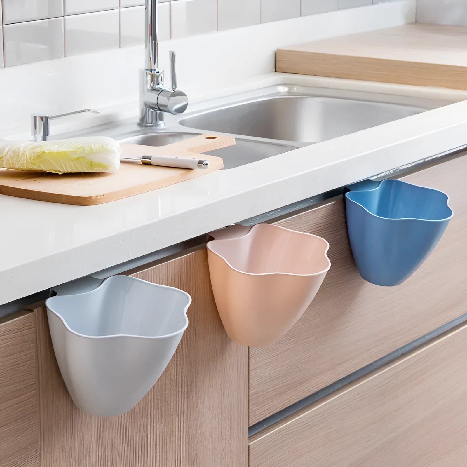 Nordic coloured PP plastic cabinet garbage can for kitchen cupboard storage