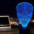 USB-powered 3D acrylic LED lamp with touch control and seven colour options on a desktop