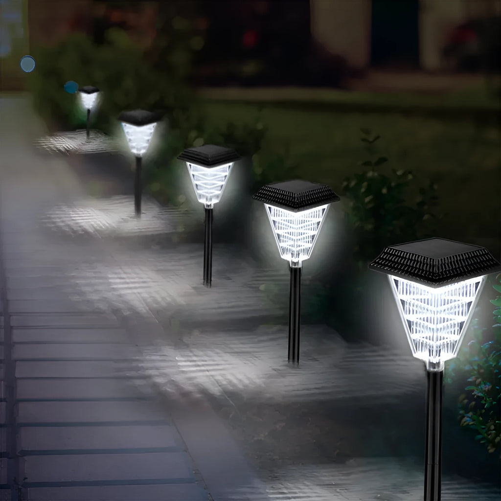 Solar garden light with multiple colour options including flame effect lighting for outdoor use