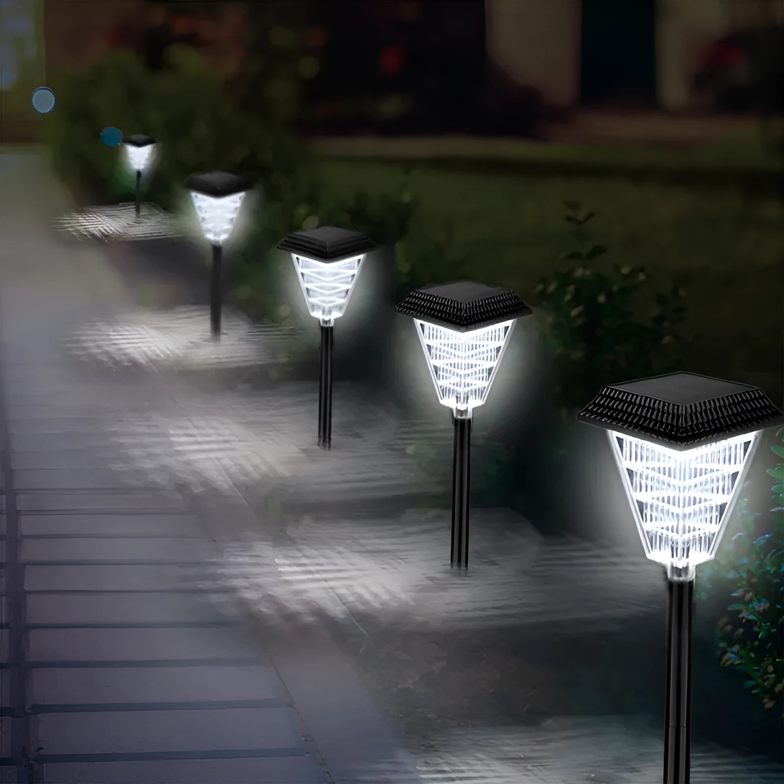 Solar garden light with multiple colour options including flame effect lighting for outdoor use