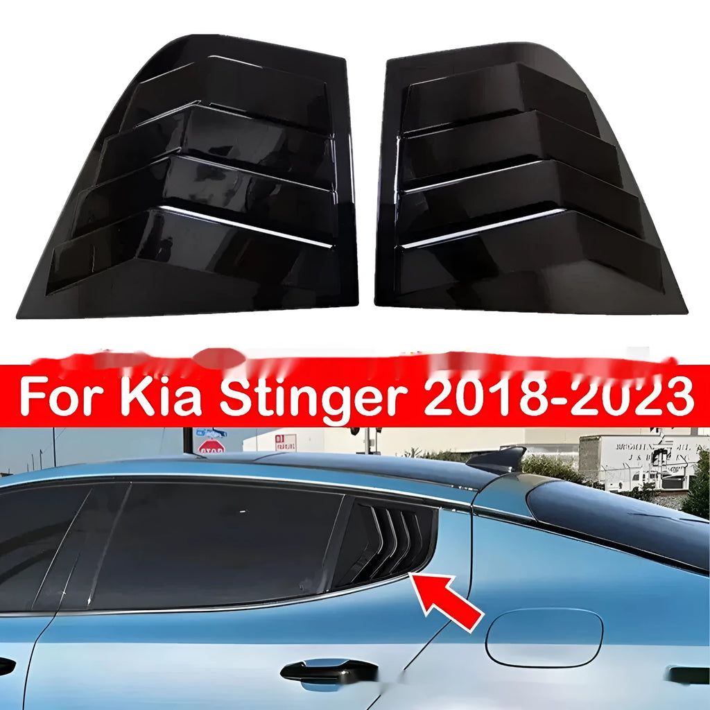 Pair of bright black carbon fiber rear triangle decorations for Kia Stinger