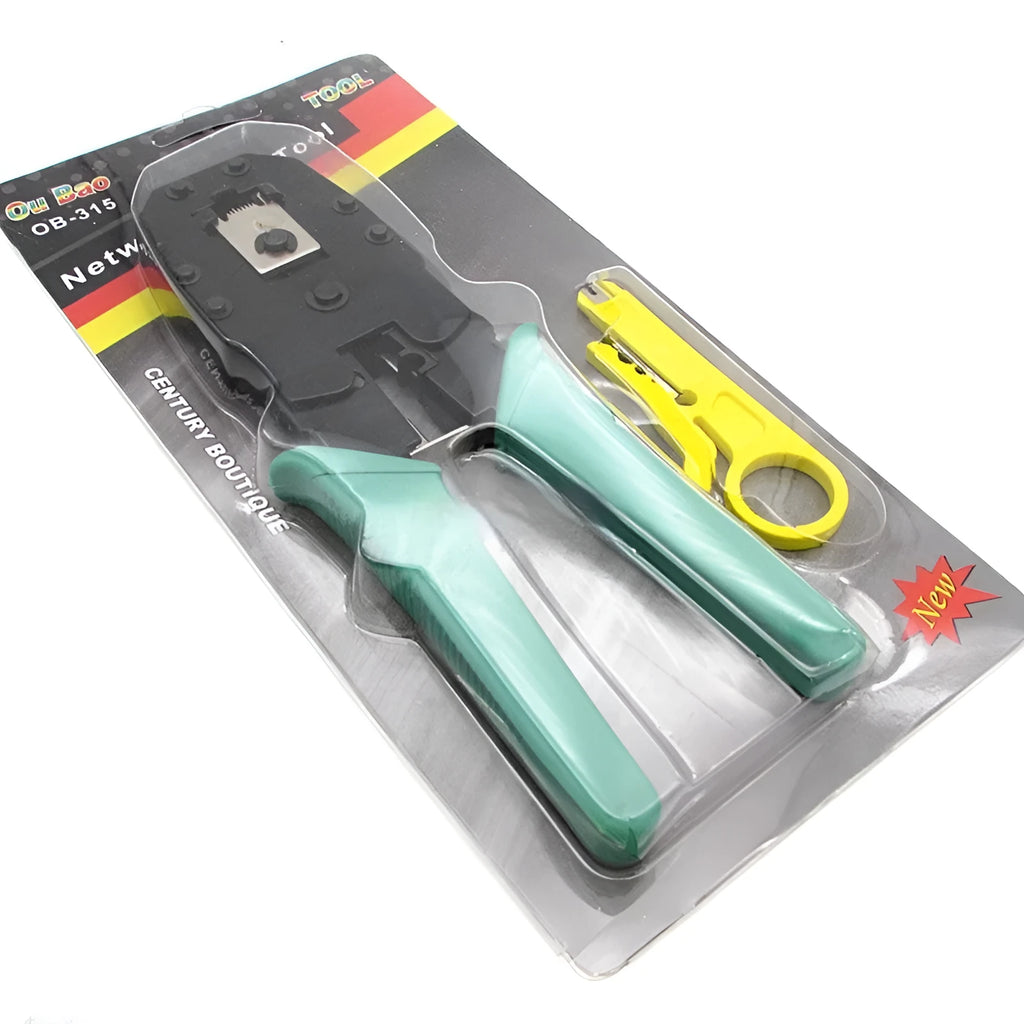 SZ-315 network cable crimping pliers with rubber handles showing RJ45 connector crimping section