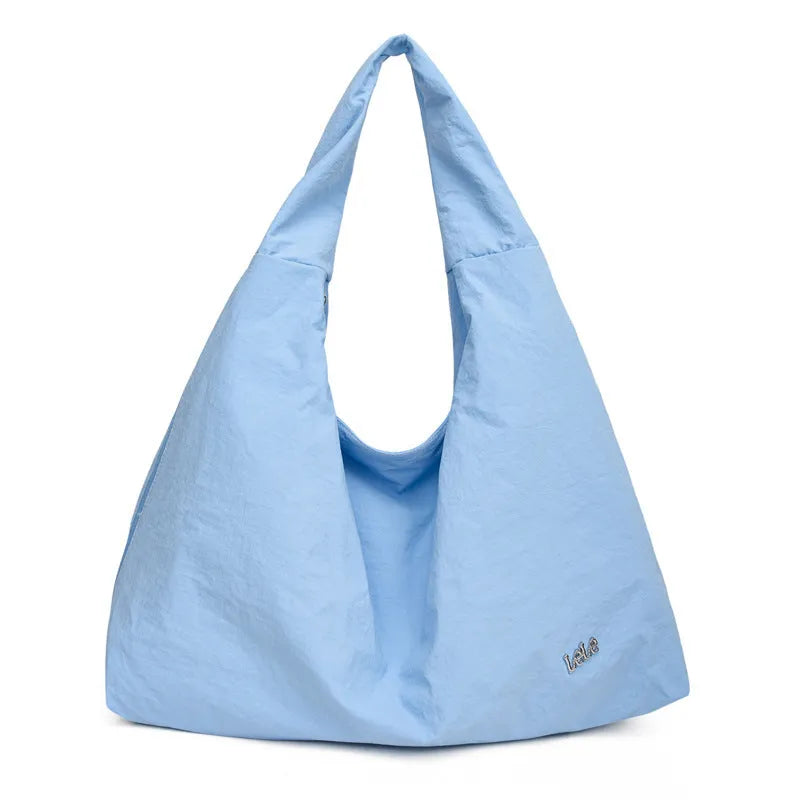 Heart-shaped nylon underarm bag for women in black, blue, khaki, or yellow with large capacity storage
