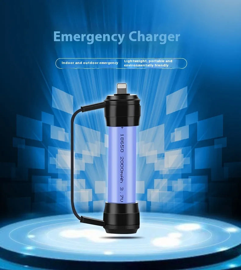 Mini portable iPhone emergency power bank with Apple interface battery and USB input