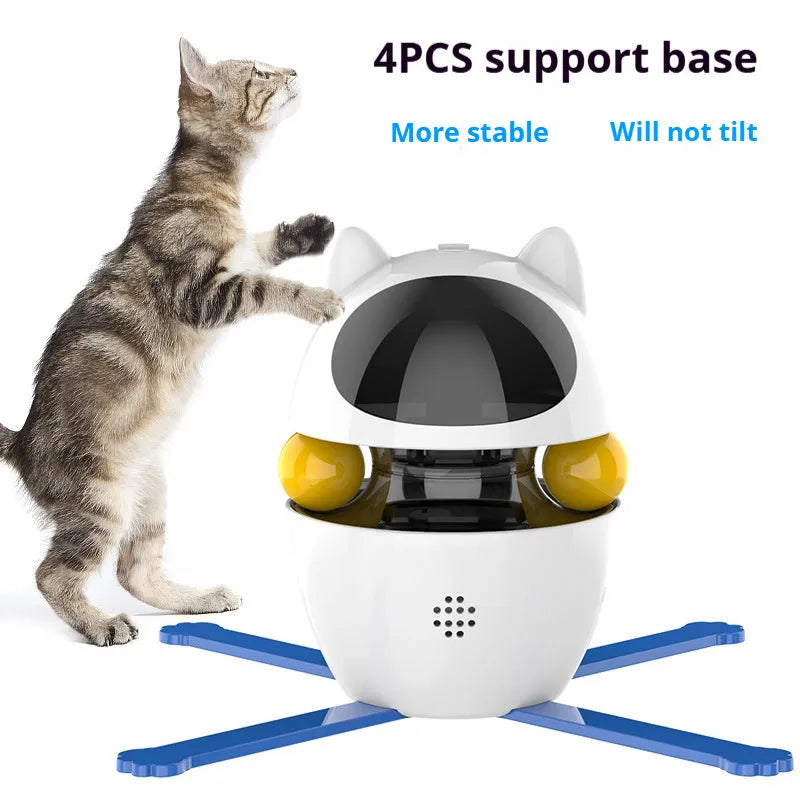 White electronic automatic cat toy with rotating funny stick and extended elastic rope