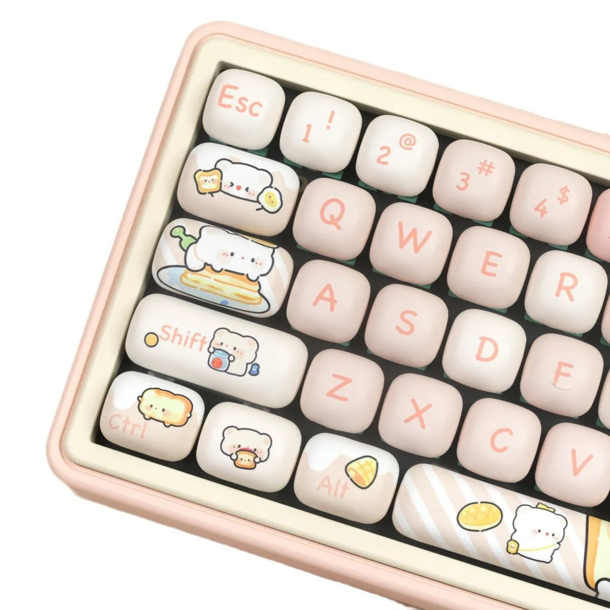 MOG Steamed Bread Bread Bear design PBT keycap set for mechanical keyboards, 143+3 keys