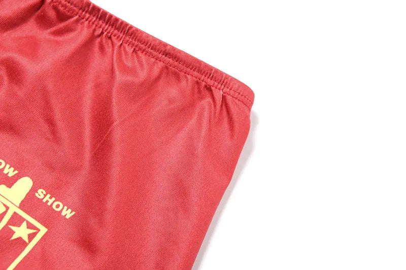 Red women's high waist bikini set with hip lift design and 3D printed pattern