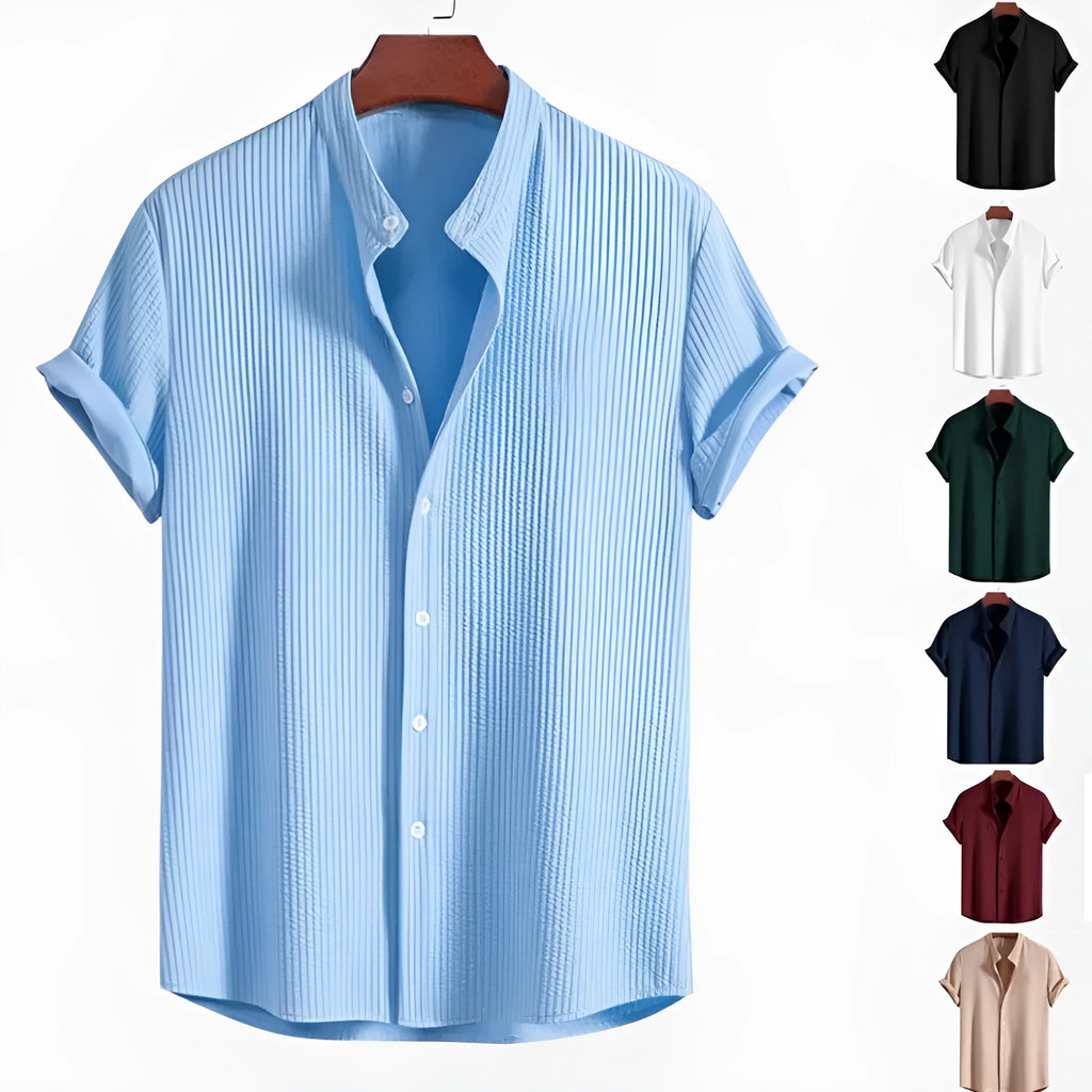 Men's short sleeve loose shirt in polyester fibre available in multiple colours