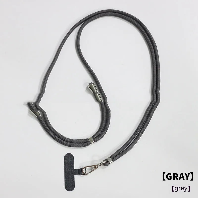General drop-resistant phone lanyard in nylon with injection-moulded clip and gasket, 160cm length, 12g weight, available in multiple colours